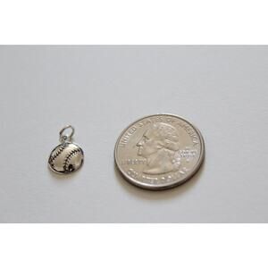 Sterling Silver Baseball Charm, Silver Flat Baseball Charm